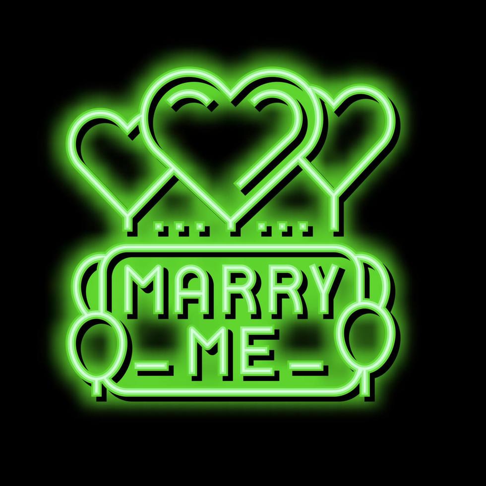 proposal marry me balloons neon glow icon illustration vector