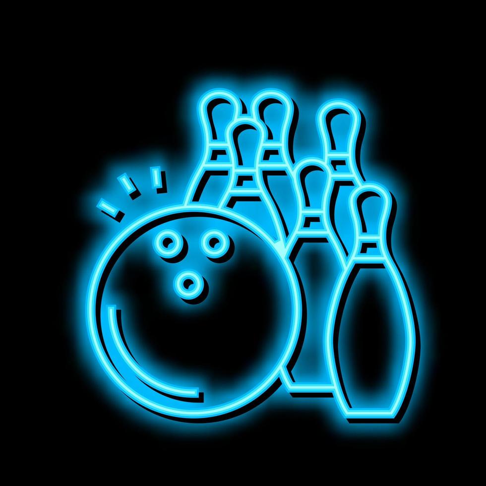 bowling game neon glow icon illustration vector