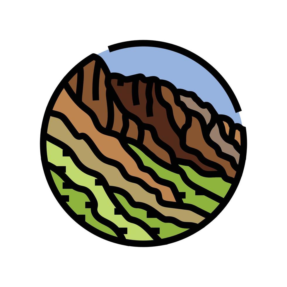 rocoso montaña paisaje color icono vector ilustración