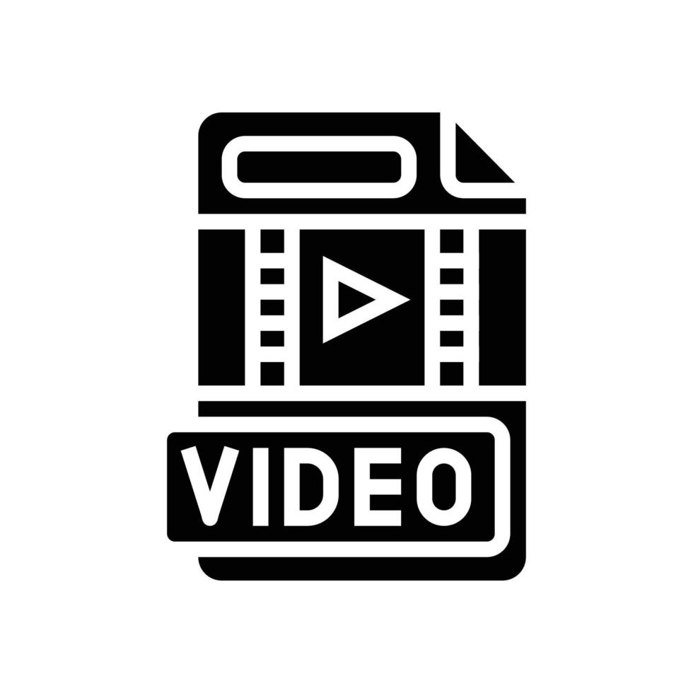 video file format document glyph icon vector illustration