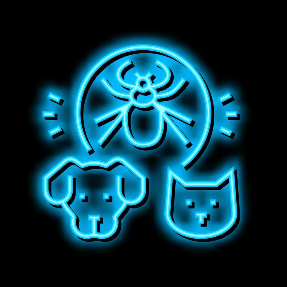 mite on animal body neon glow icon illustration vector