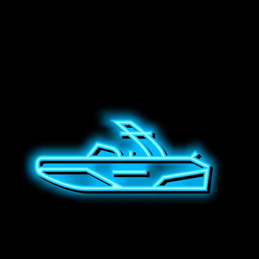 wakeboard esquí barco neón resplandor icono ilustración vector