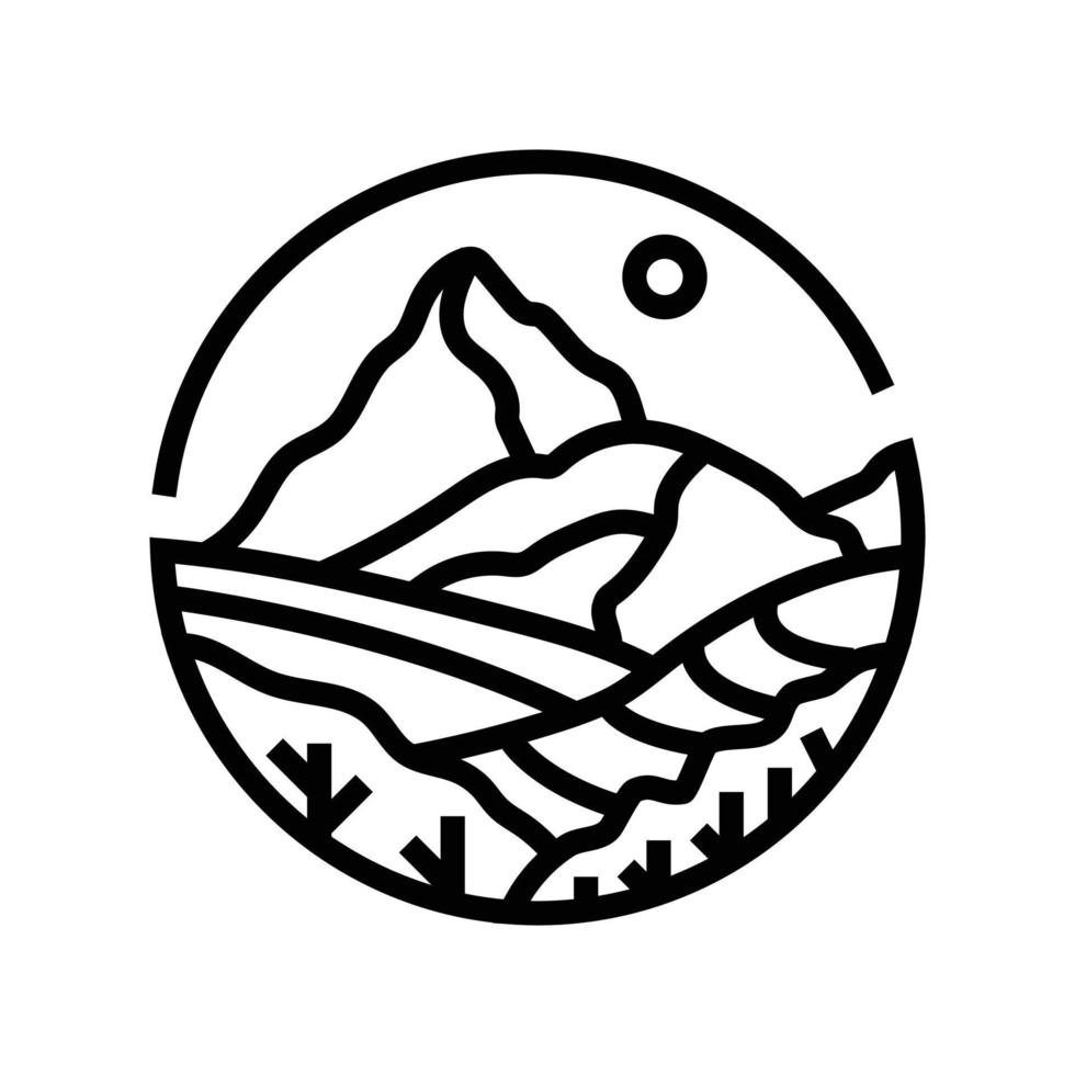 mapa montaña paisaje línea icono vector ilustración