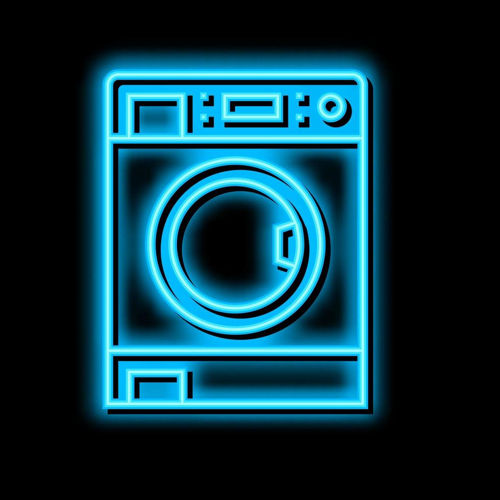 lavandería máquina neón resplandor icono ilustración vector