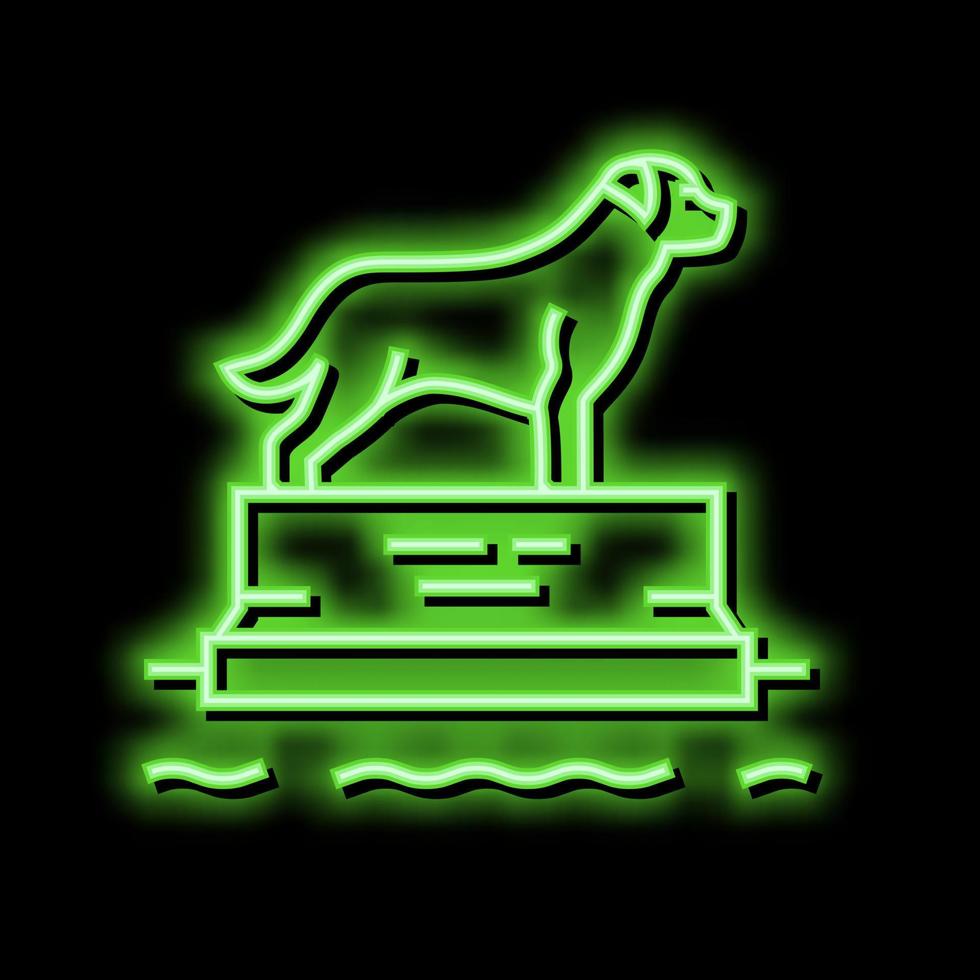 muerto perro pedestal neón resplandor icono ilustración vector