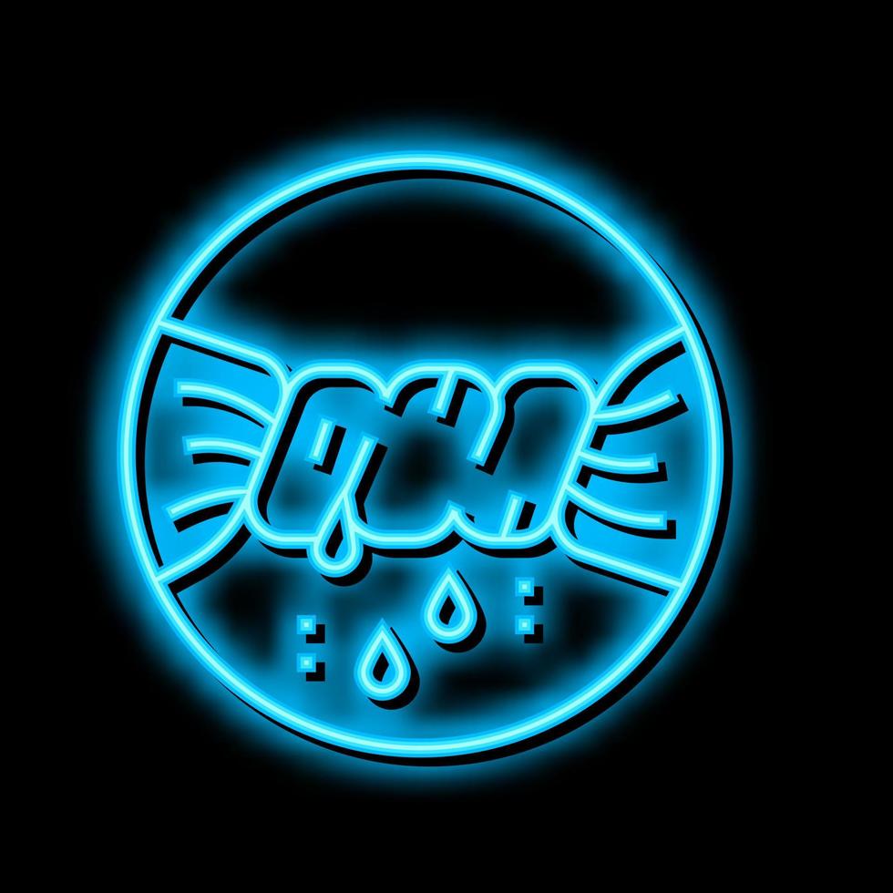squeezing wet clothes neon glow icon illustration vector