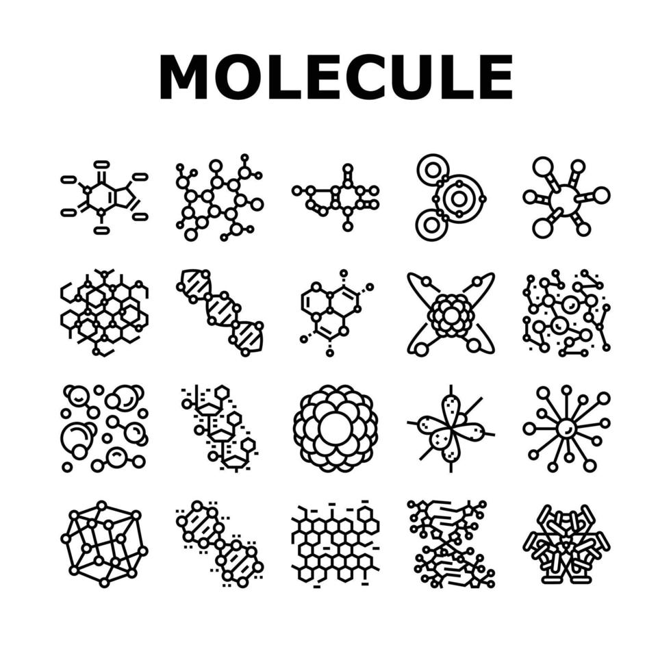 molecular science chemistry atom icons set vector