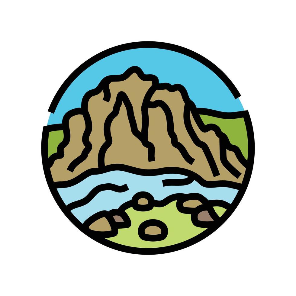 hill mountain landscape color icon vector illustration