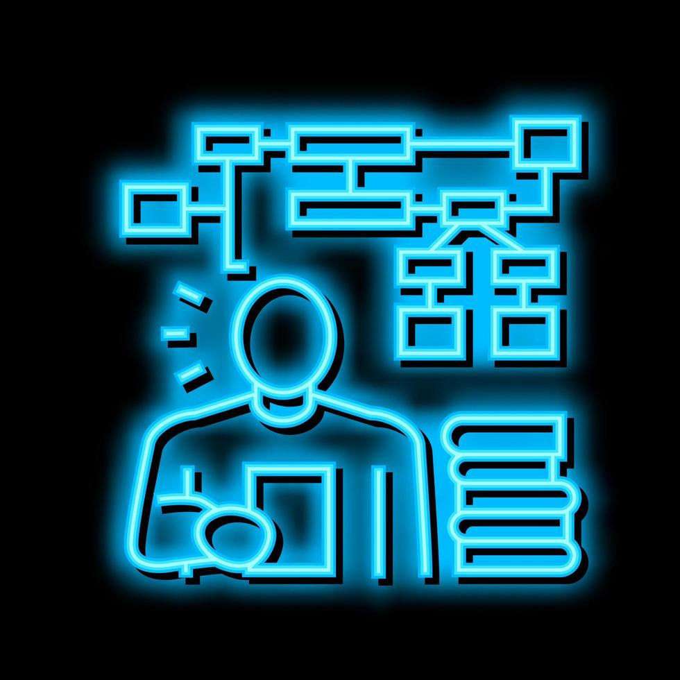 learning algorithm neon glow icon illustration vector
