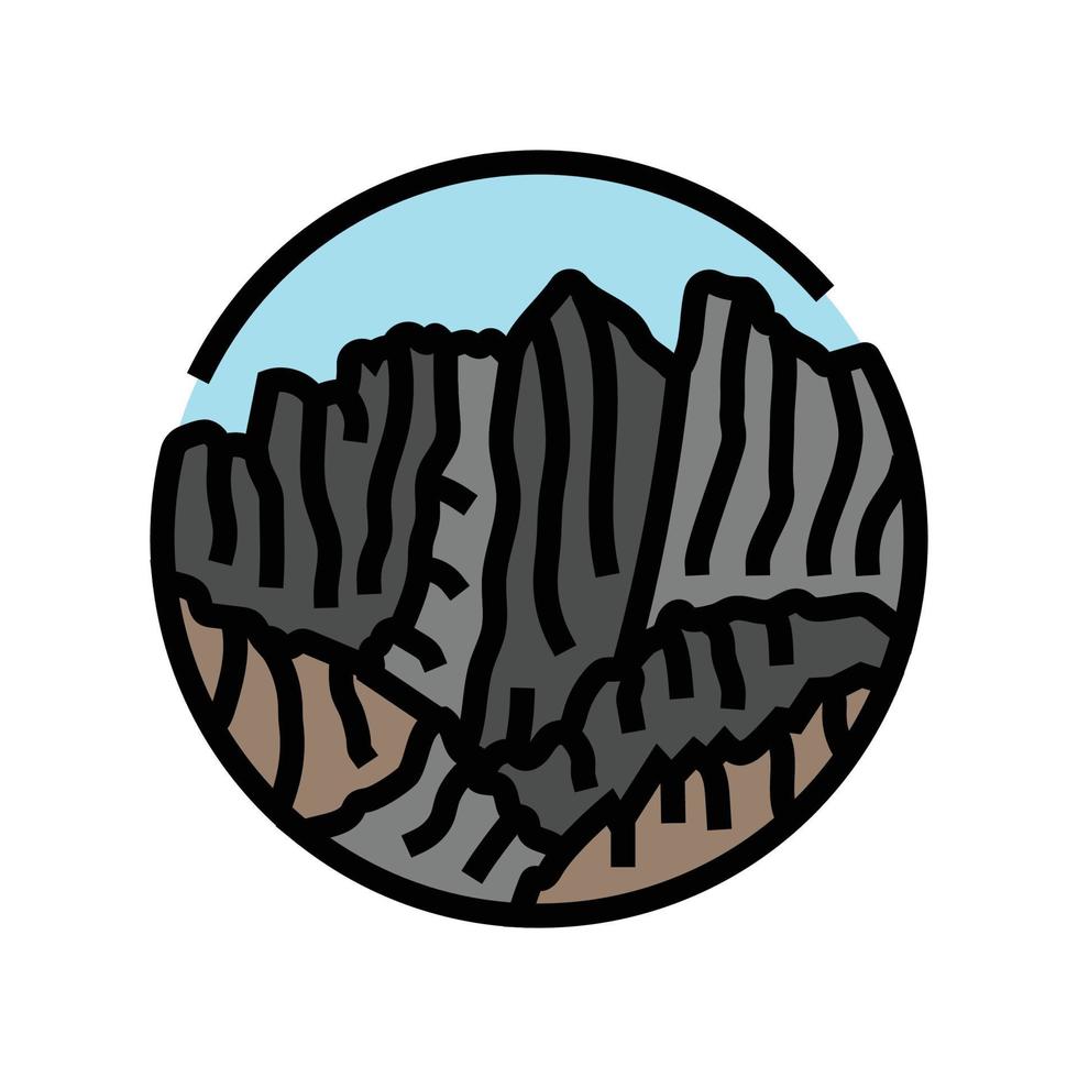 viaje montaña paisaje color icono vector ilustración