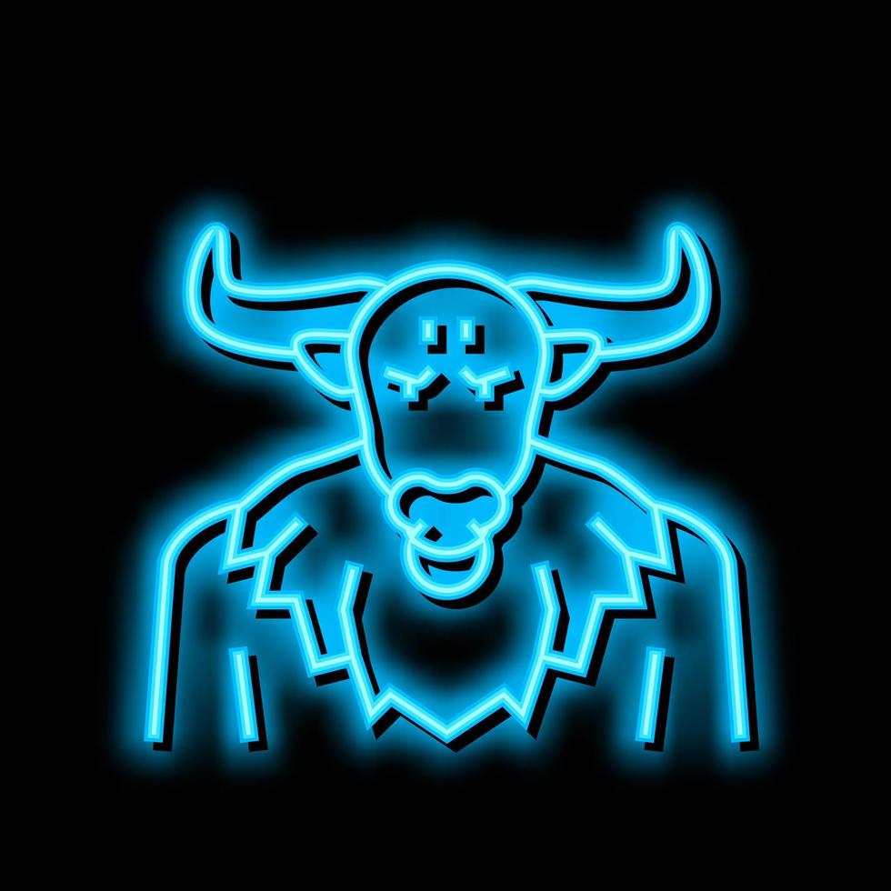 minotaur ancient greece neon glow icon illustration vector