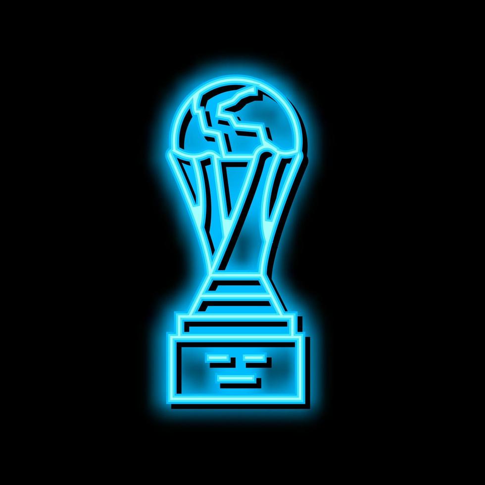 taza premio fútbol campeonato neón resplandor icono ilustración vector