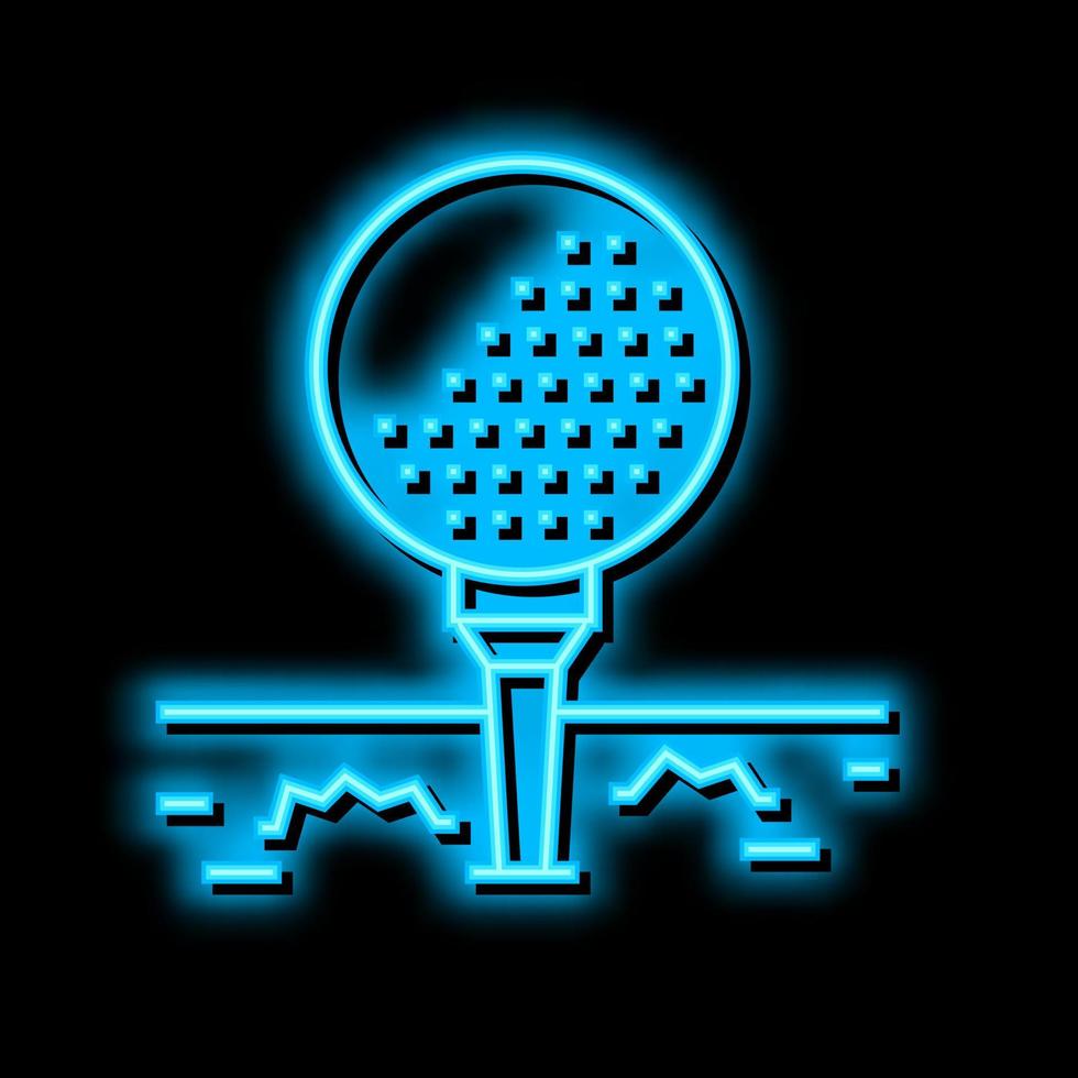 ball on golf tee stand neon glow icon illustration vector