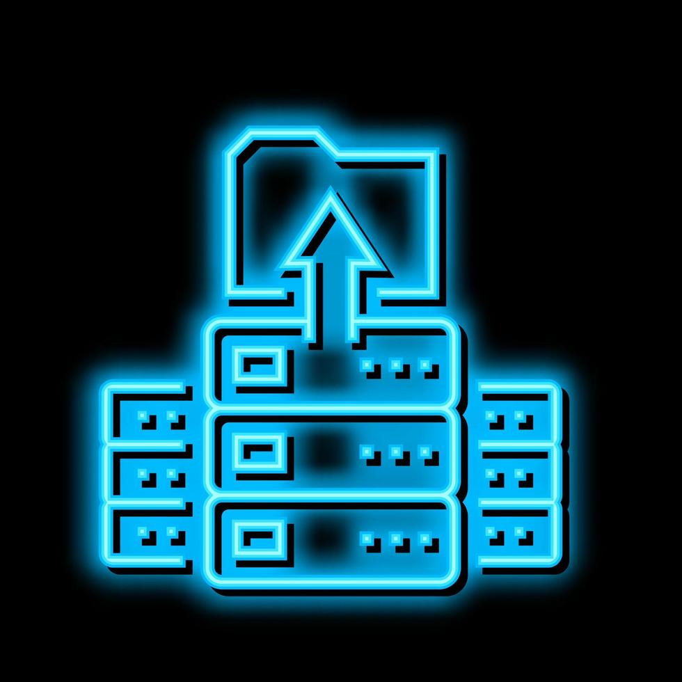 storaging knowledge on server neon glow icon illustration vector