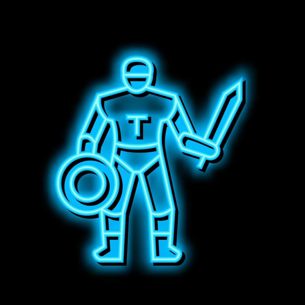 gladiator ancient greece warrior neon glow icon illustration vector