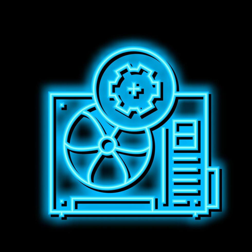 conditioner block working process neon glow icon illustration vector