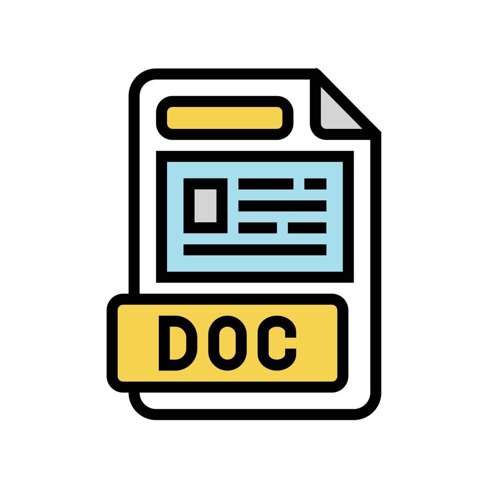 doc file format document color icon vector illustration