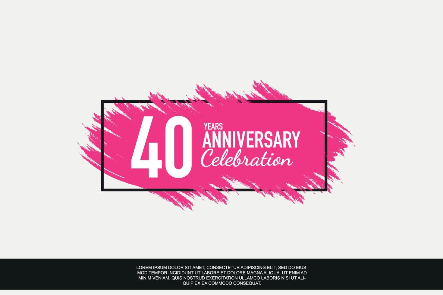 40 year anniversary celebration vector pink design in black frame on white background abstract illustration logo