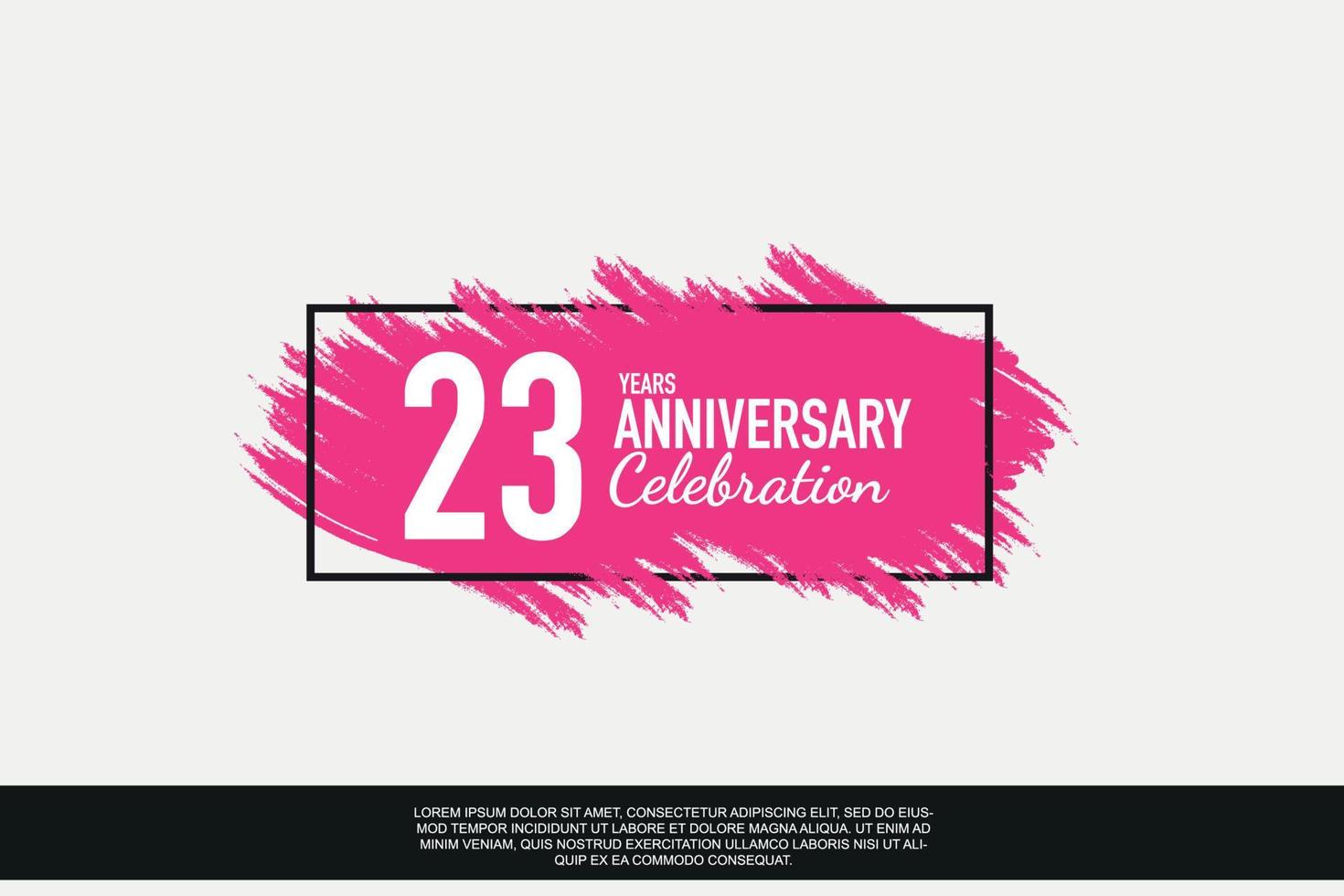 23 year anniversary celebration vector pink design in black frame on white background abstract illustration logo