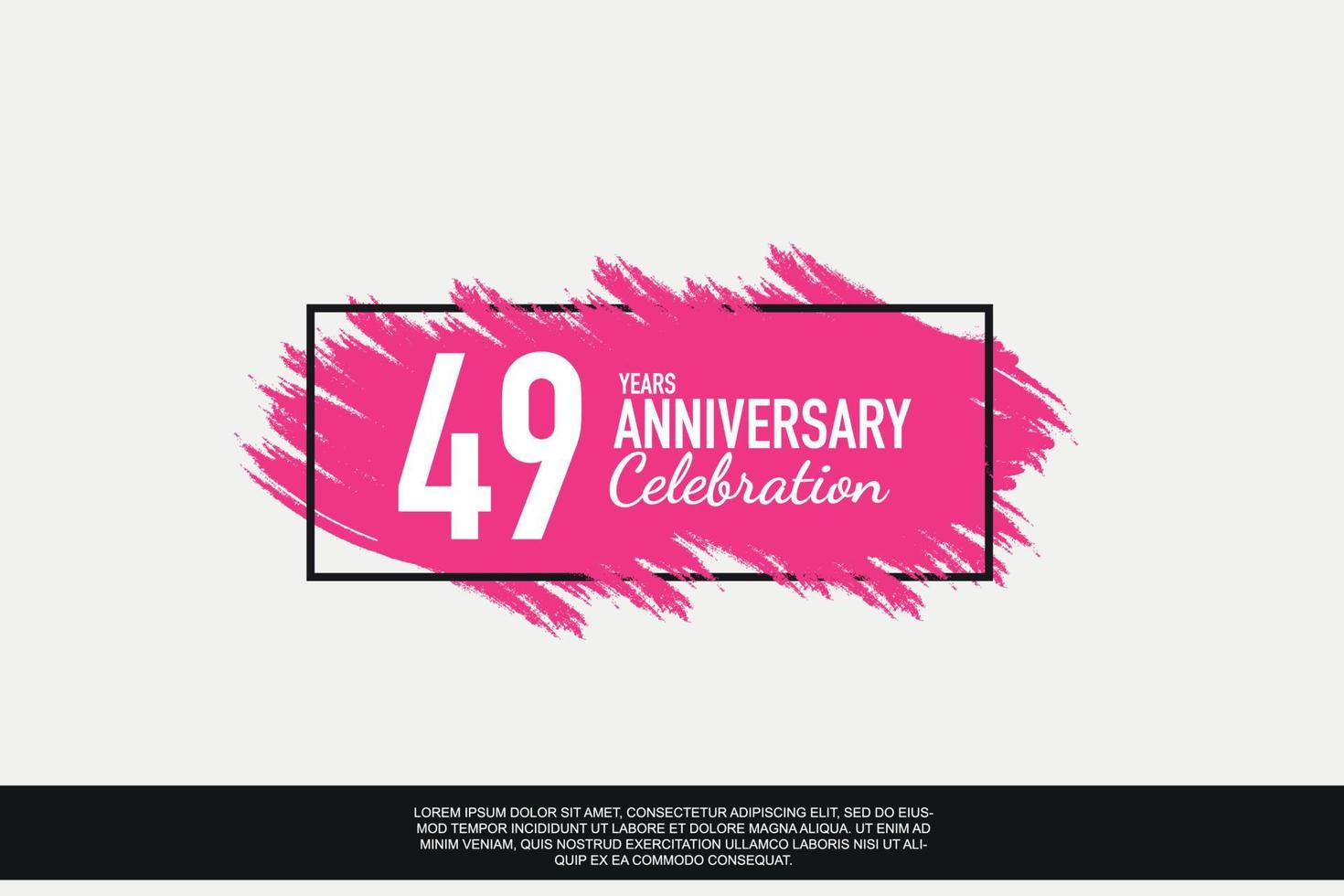 49 year anniversary celebration vector pink design in black frame on white background abstract illustration logo
