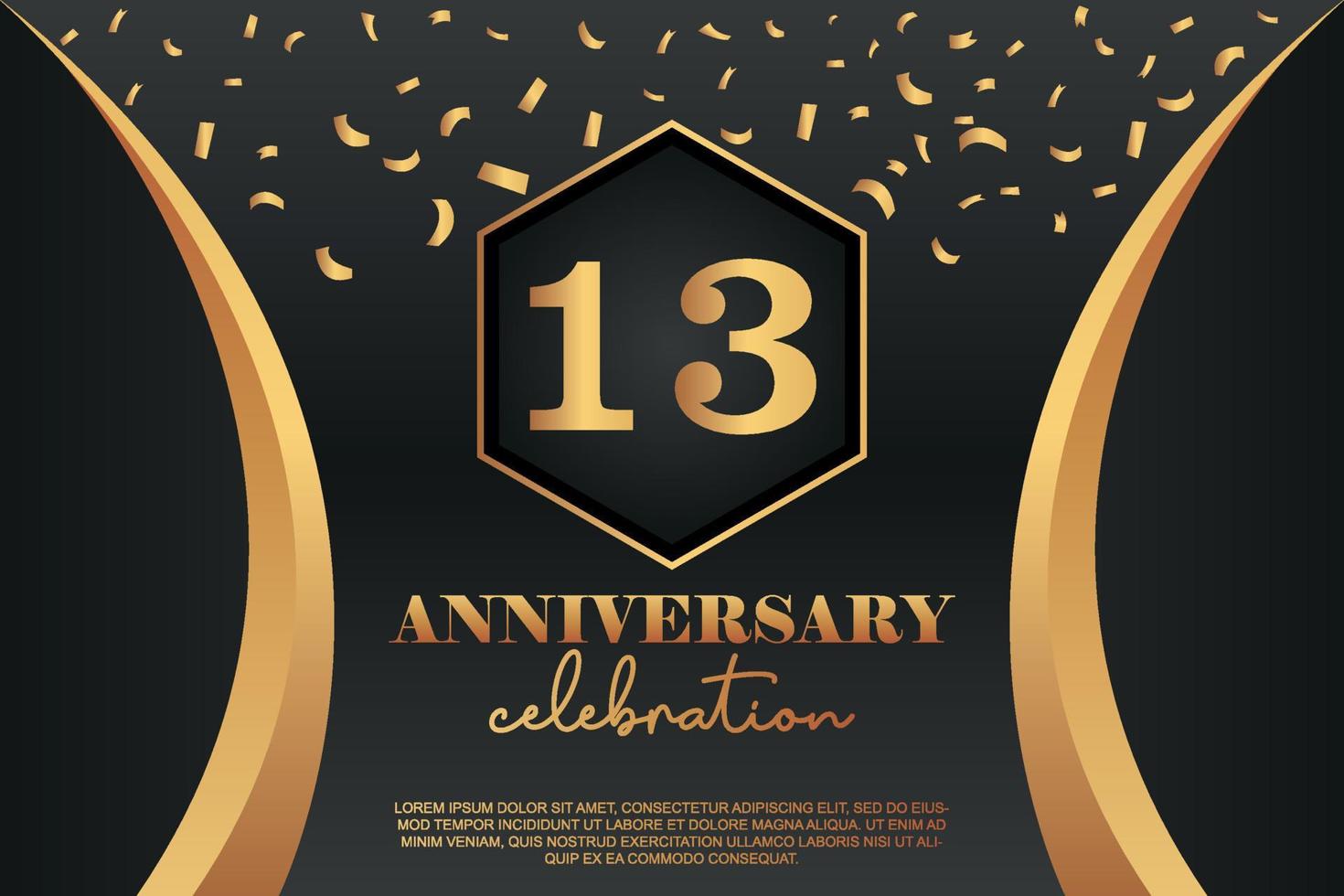 13 aniversario celebracion logo con dorado de colores vector diseño para saludo resumen ilustración