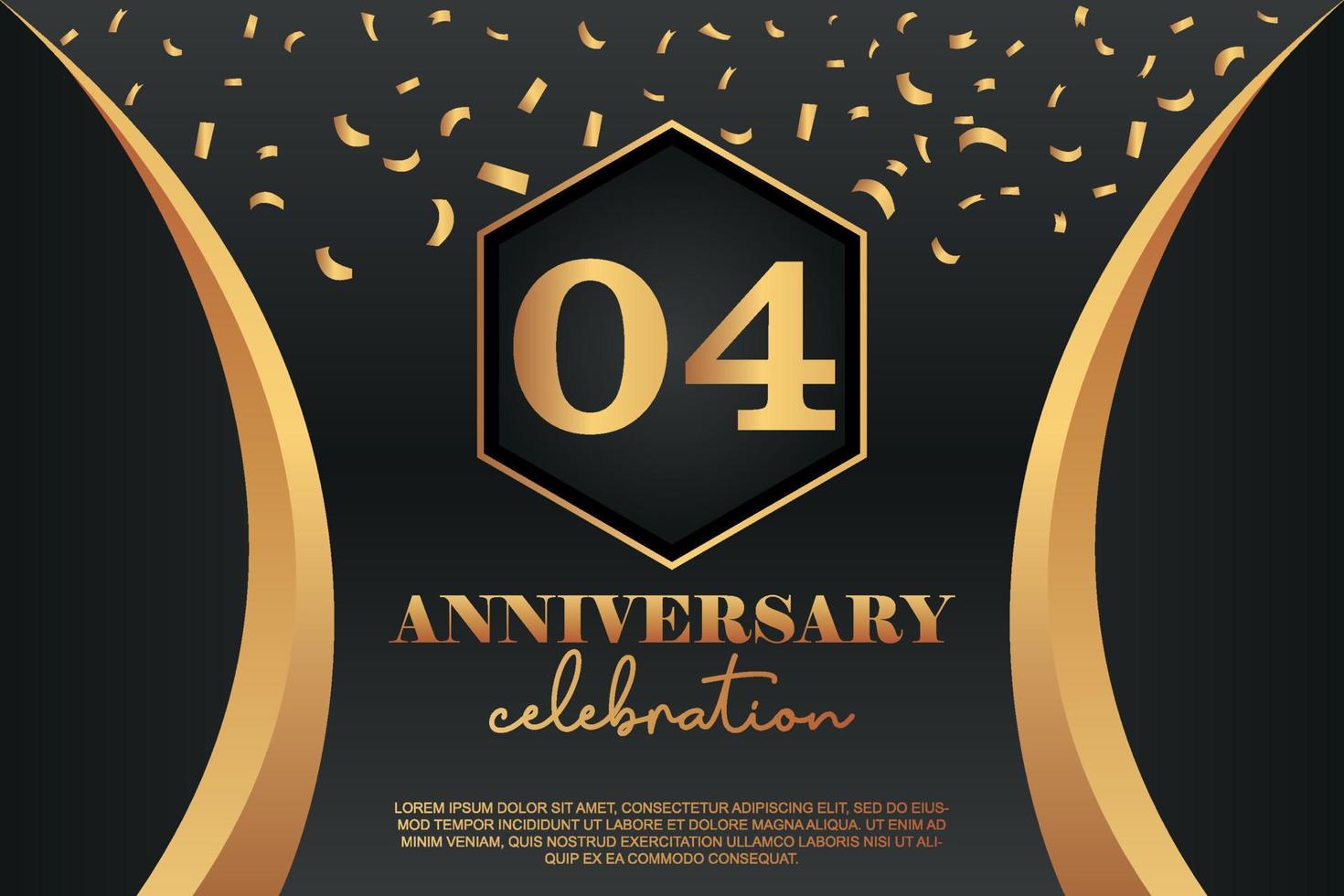 04th Anniversary celebration Logo with golden Colored vector design for greeting abstract illustration