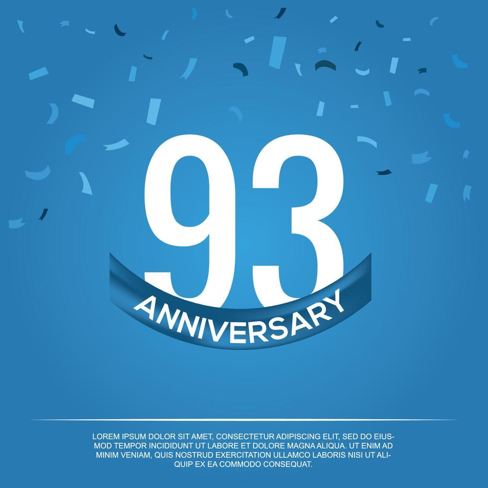 93º aniversario celebracion vector diseño con blanco color números y blanco color fuente en azul color antecedentes resumen