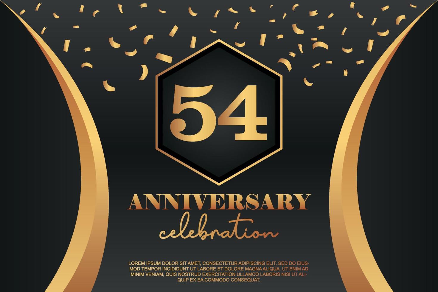 54th Anniversary celebration Logo with golden Colored vector design for