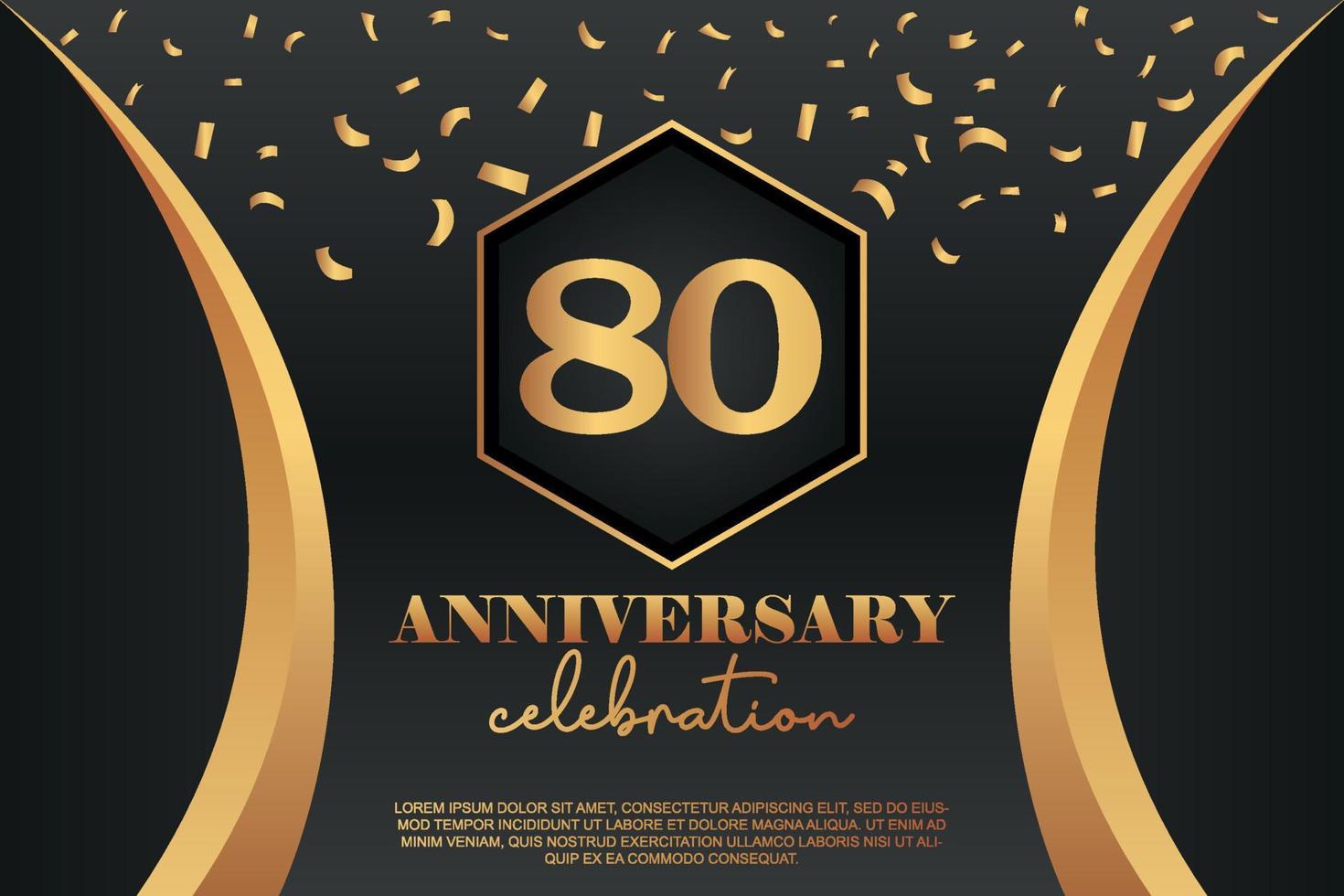 80th Anniversary celebration Logo with golden Colored vector design for greeting abstract illustration