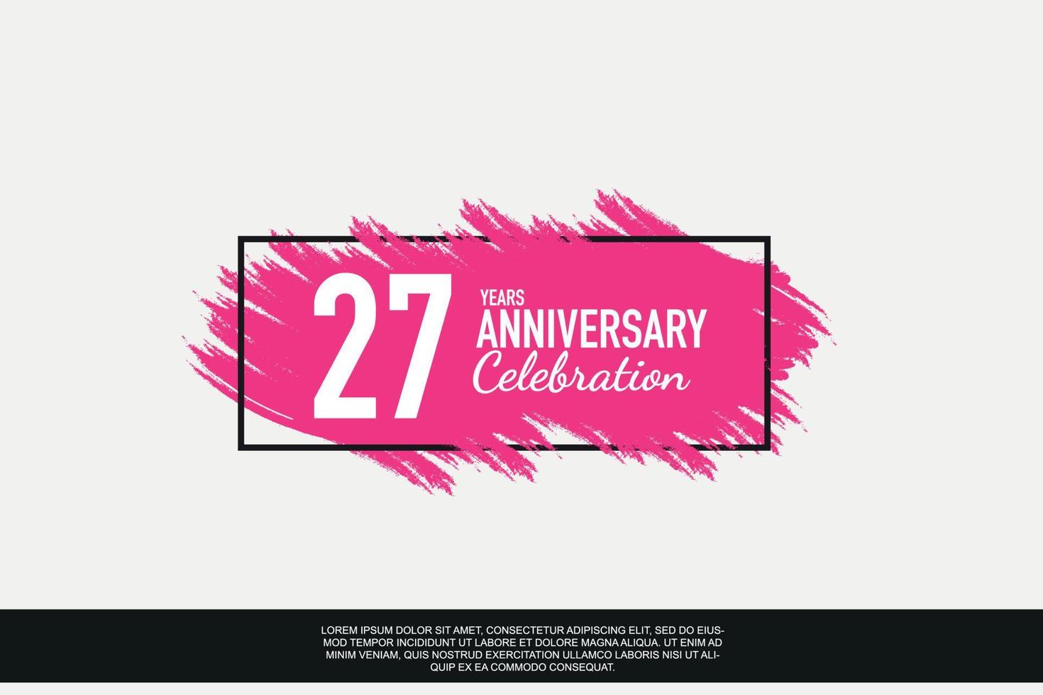 27 año aniversario celebracion vector rosado diseño en negro marco en blanco antecedentes resumen ilustración logo