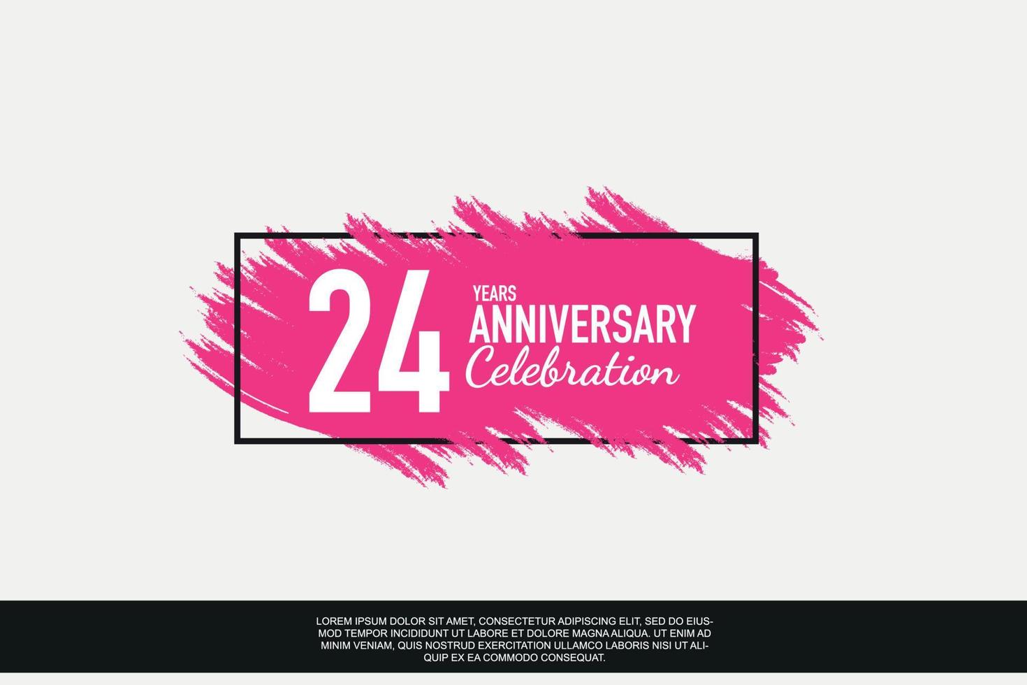 24 year anniversary celebration vector pink design in black frame on white background abstract illustration logo