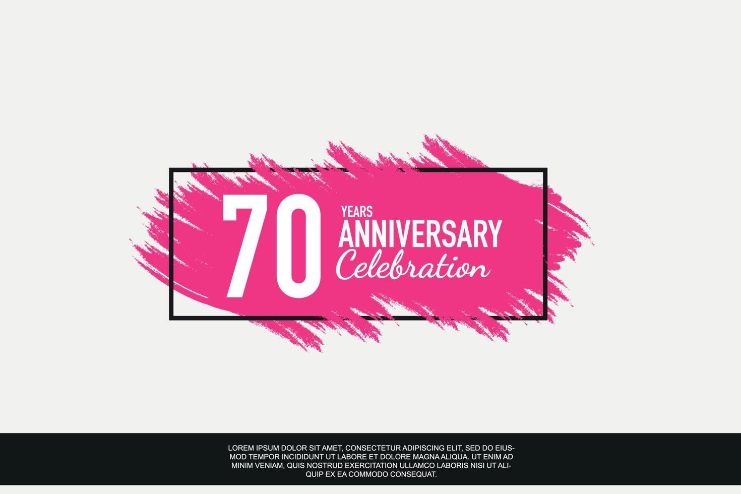 70 year anniversary celebration vector pink design in black frame on white background abstract illustration logo