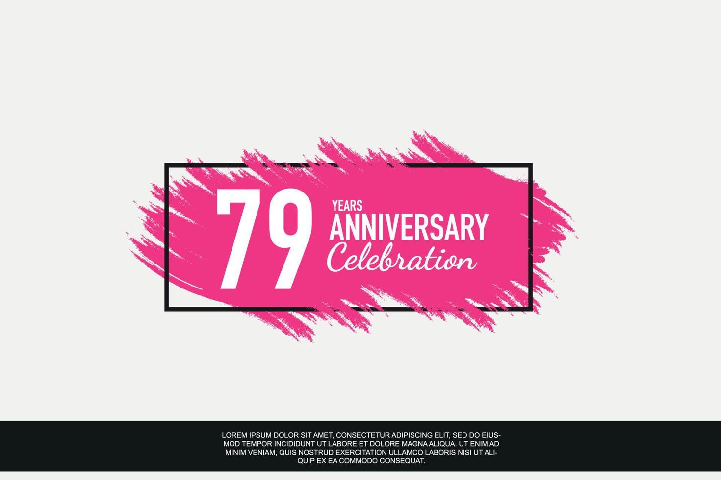 79 year anniversary celebration vector pink design in black frame on white background abstract illustration logo