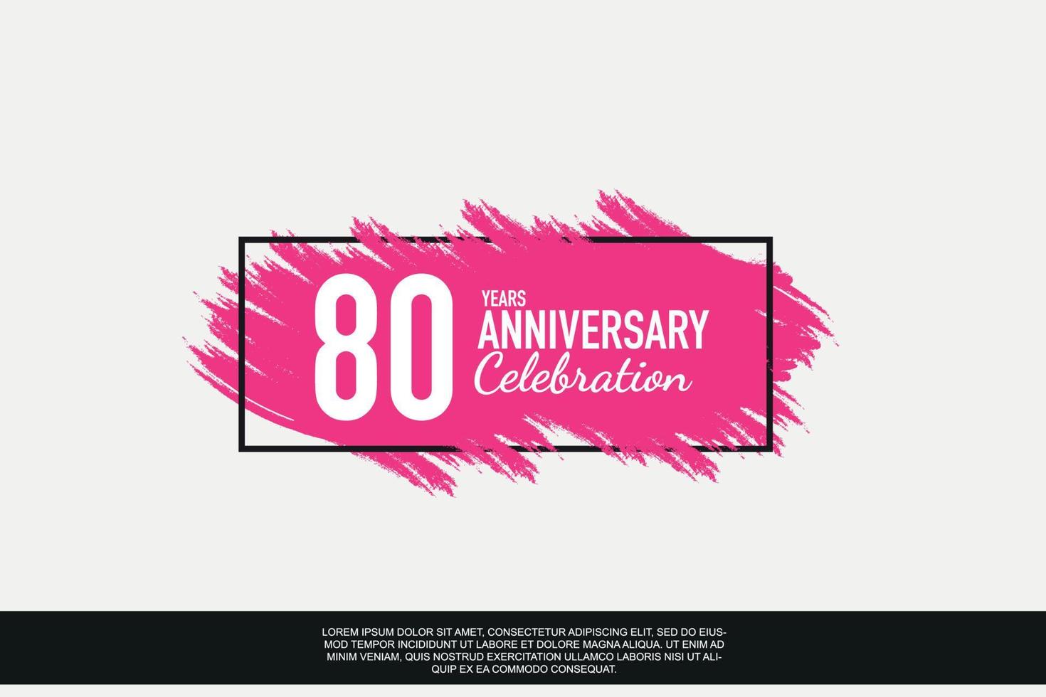 80 year anniversary celebration vector pink design in black frame on white background abstract illustration logo