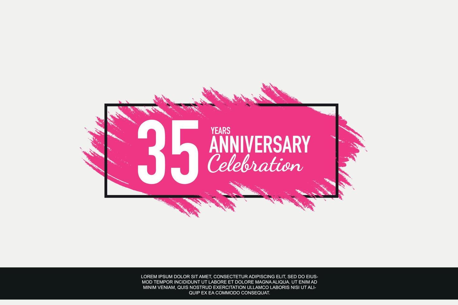 35 year anniversary celebration vector pink design in black frame on white background abstract illustration logo