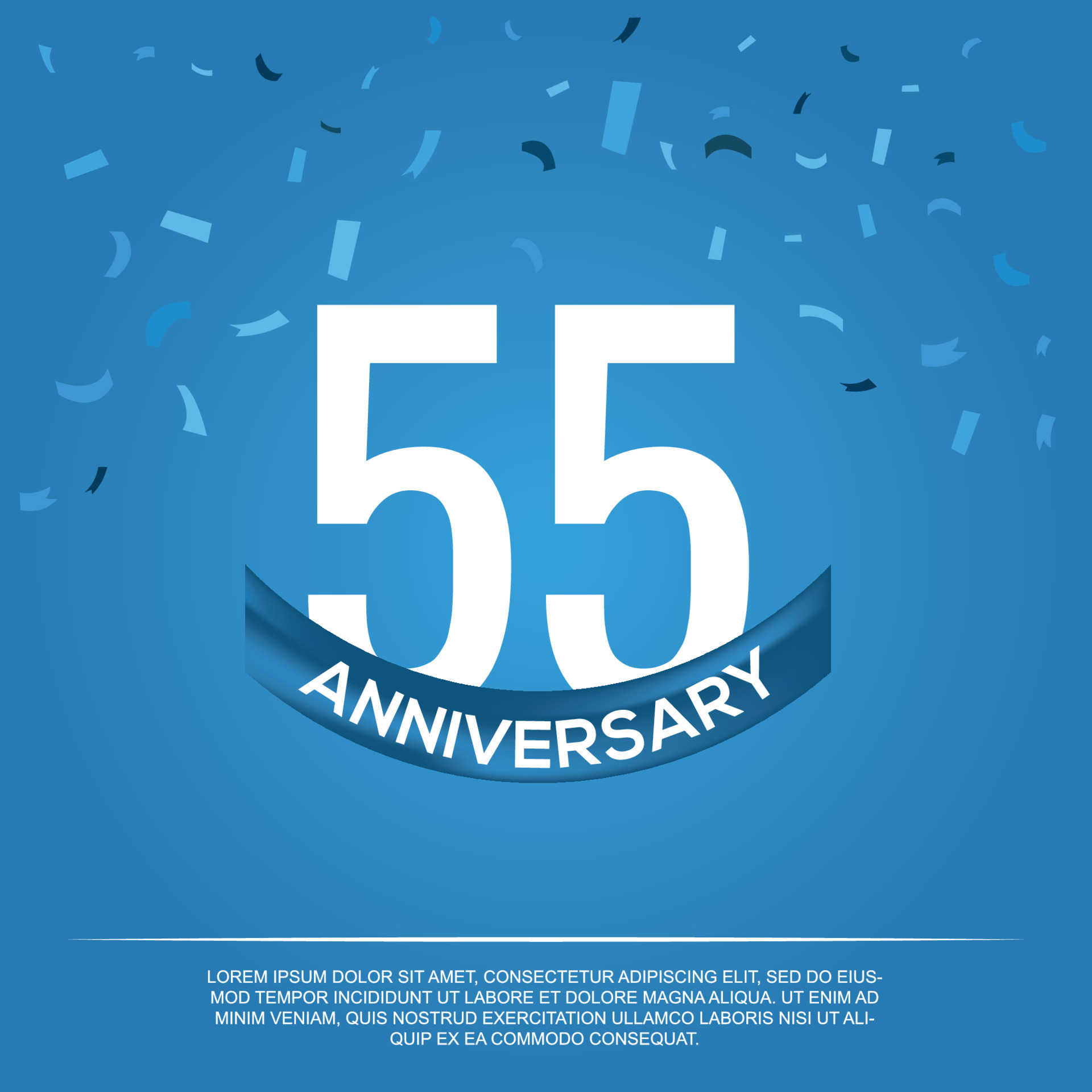 55th anniversary celebration vector design with white color numbers and