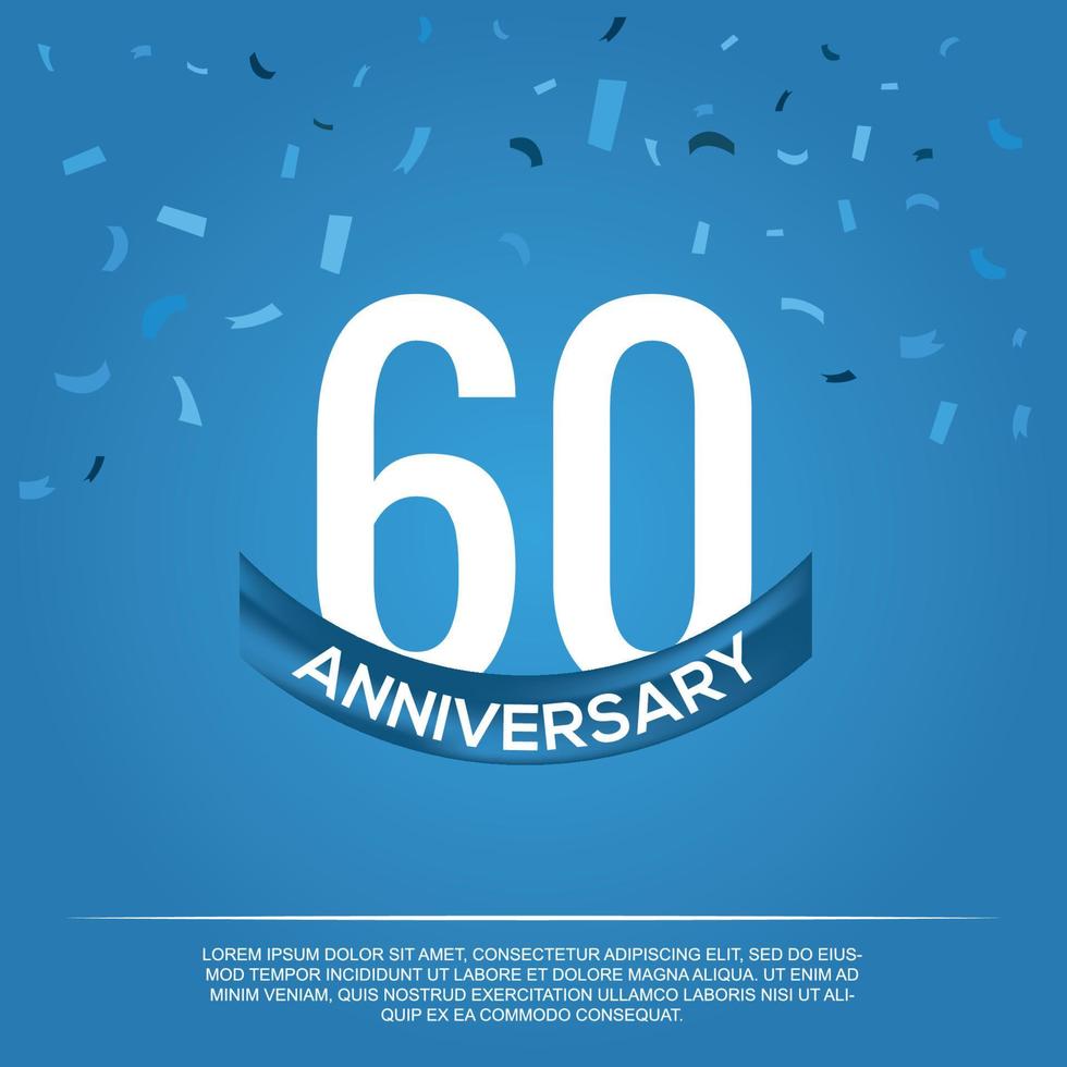 60 aniversario celebracion vector diseño con blanco color números y blanco color fuente en azul color antecedentes resumen