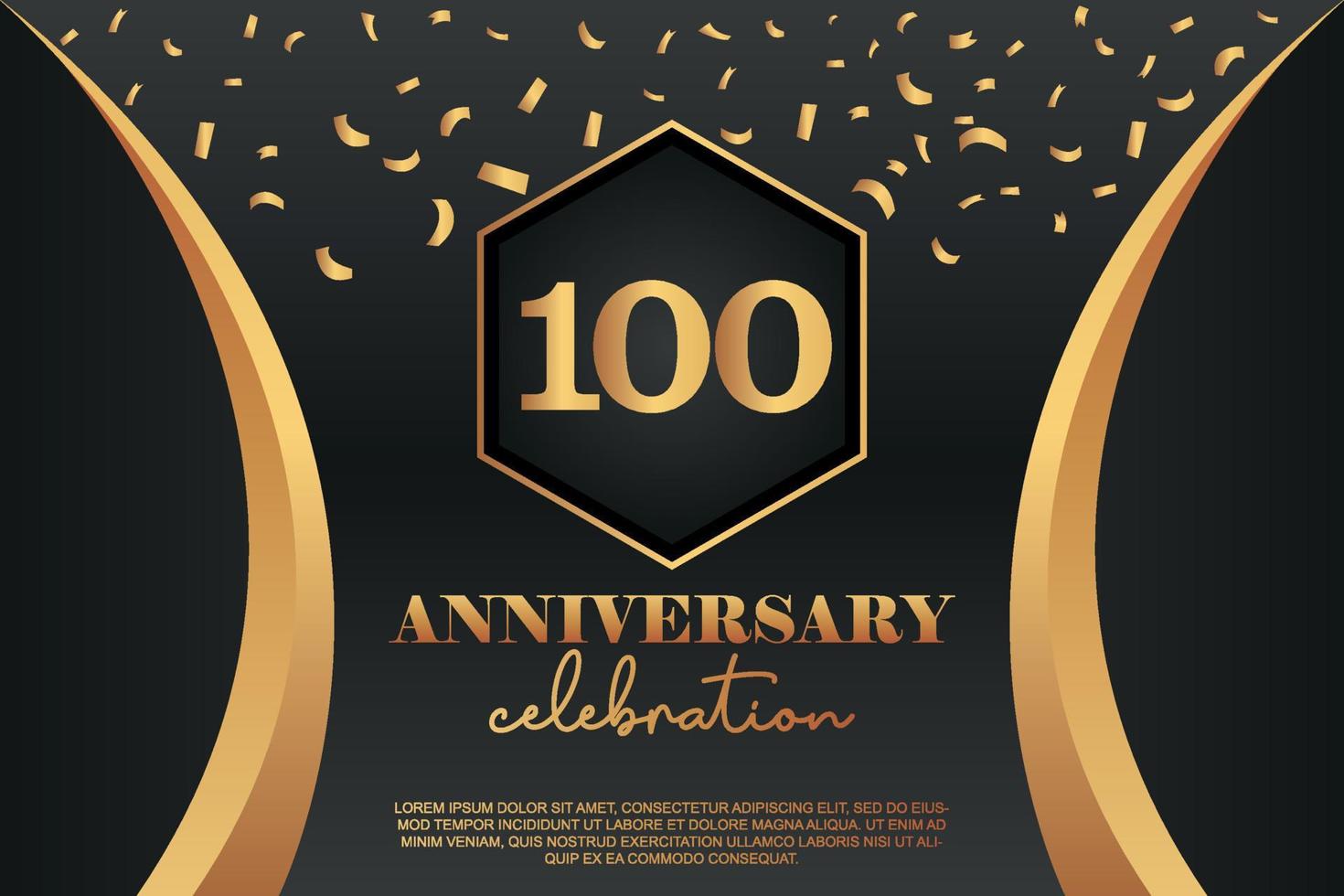 100th Anniversary celebration Logo with golden Colored vector design for greeting abstract illustration