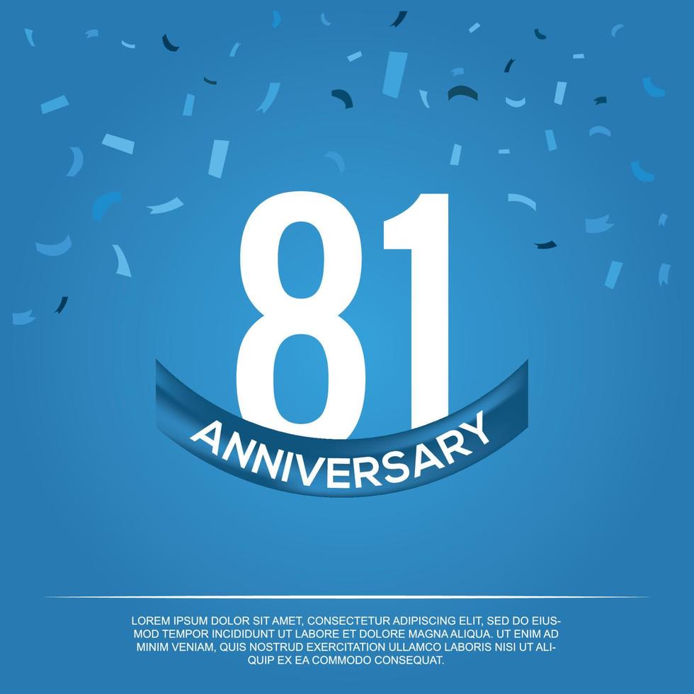 81th anniversary celebration vector design with white color numbers and white color font on blue color background abstract