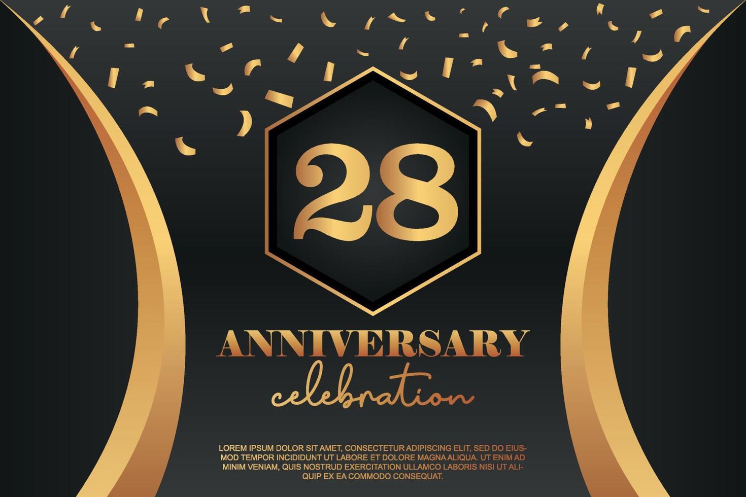 28 aniversario celebracion logo con dorado de colores vector diseño para saludo resumen ilustración