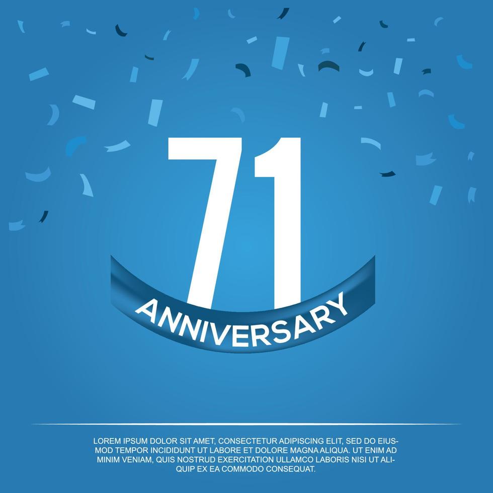 71 aniversario celebracion vector diseño con blanco color números y blanco color fuente en azul color antecedentes resumen