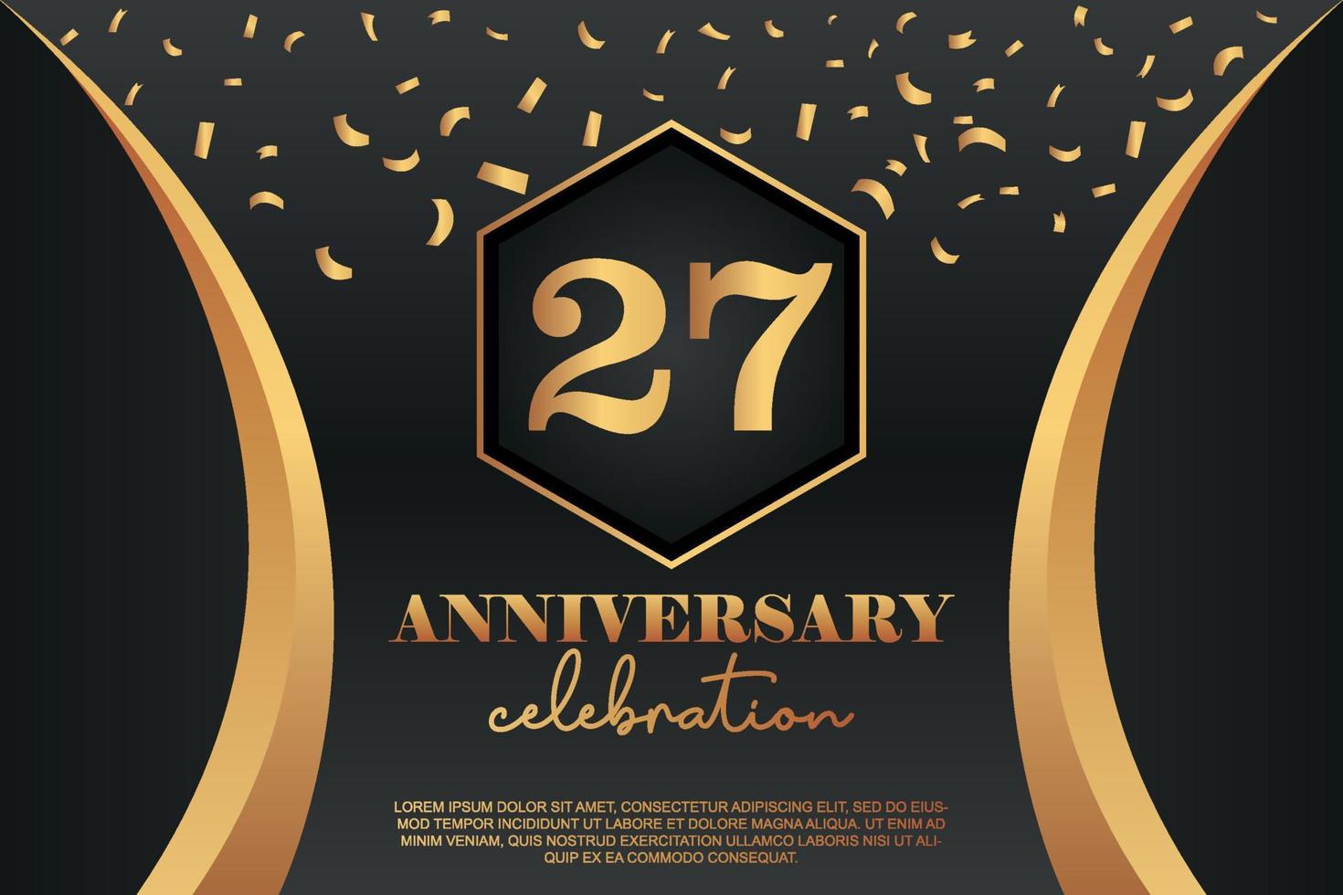 27 aniversario celebracion logo con dorado de colores vector diseño para saludo resumen ilustración