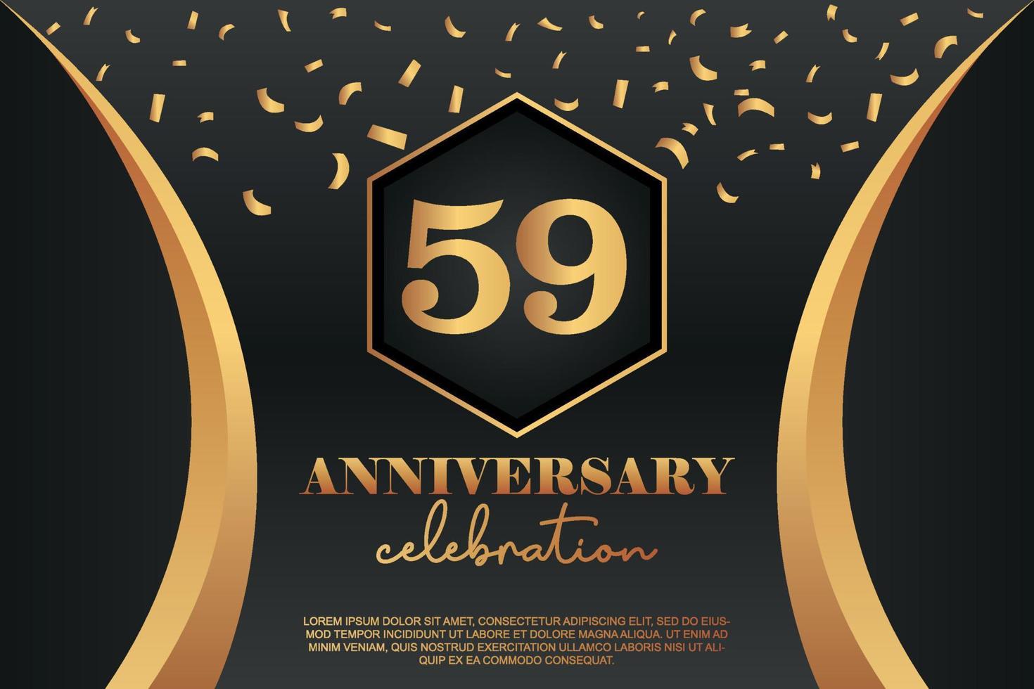 59th Anniversary celebration Logo with golden Colored vector design for greeting abstract illustration