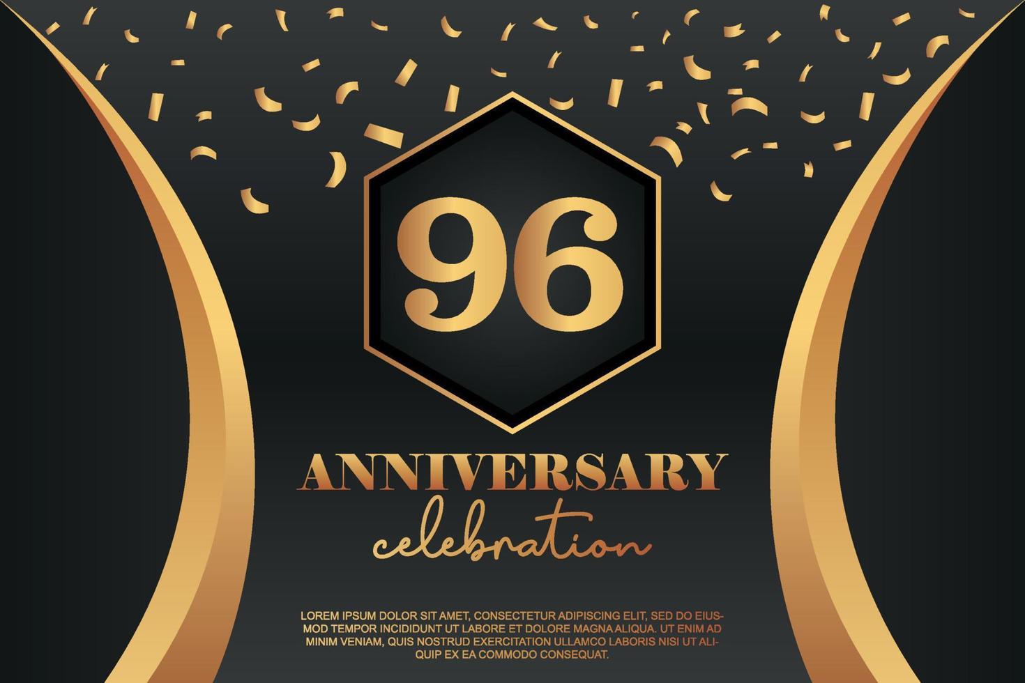 96th Anniversary celebration Logo with golden Colored vector design for greeting abstract illustration