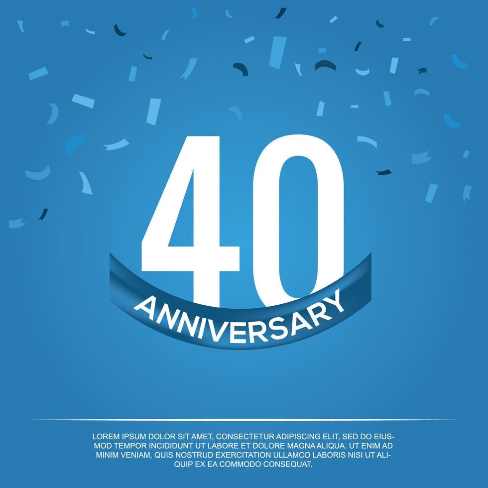 40th anniversary celebration vector design with white color numbers and white color font on blue color background abstract