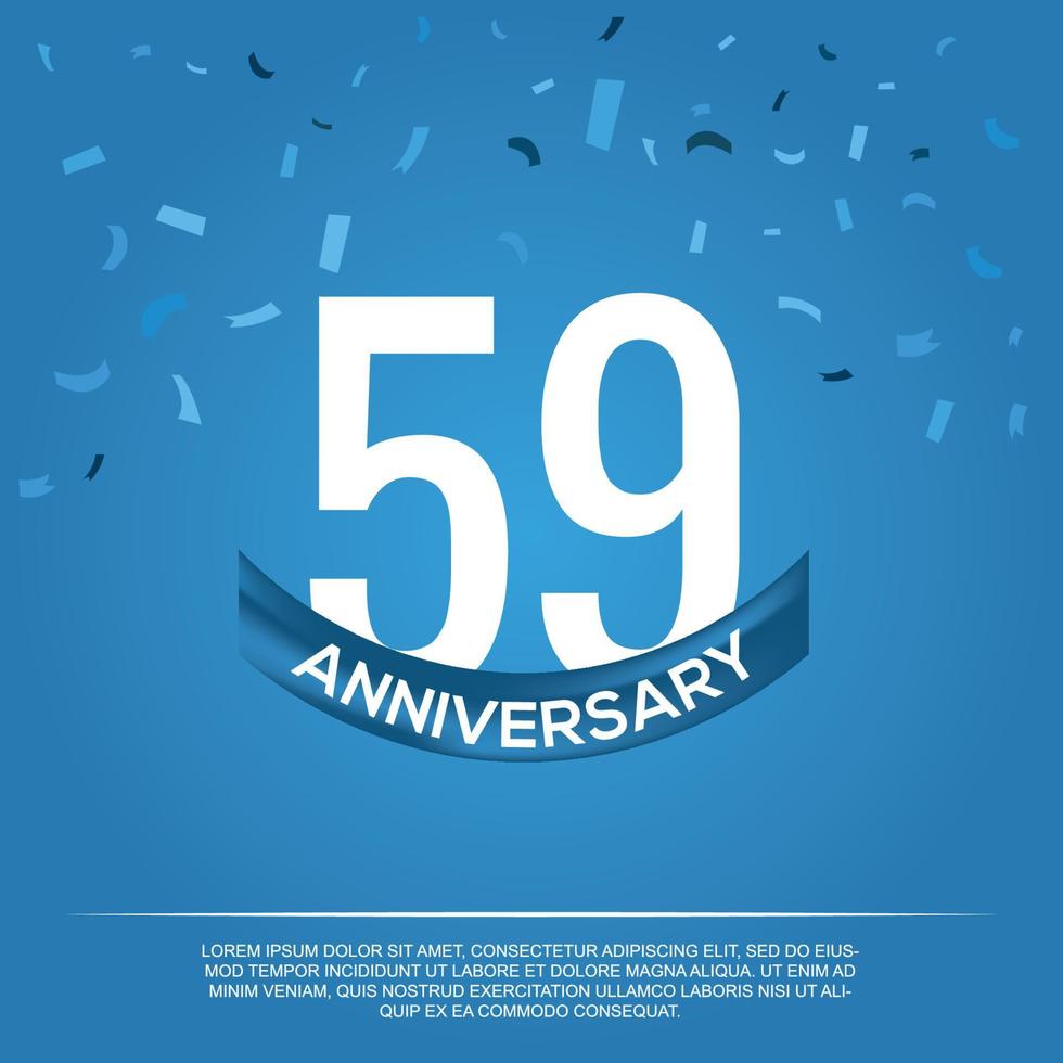 59th anniversary celebration vector design with white color numbers and white color font on blue color background abstract