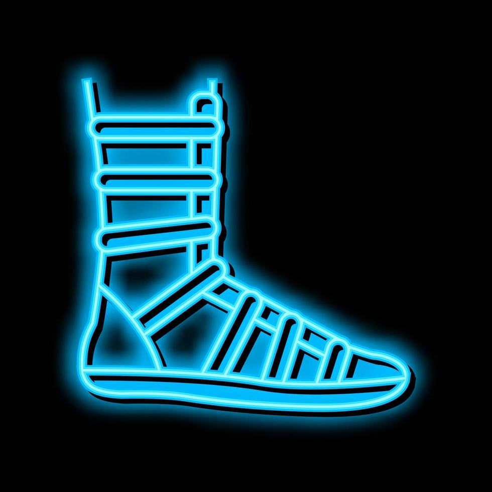 warrior shoe ancient rome neon glow icon illustration vector