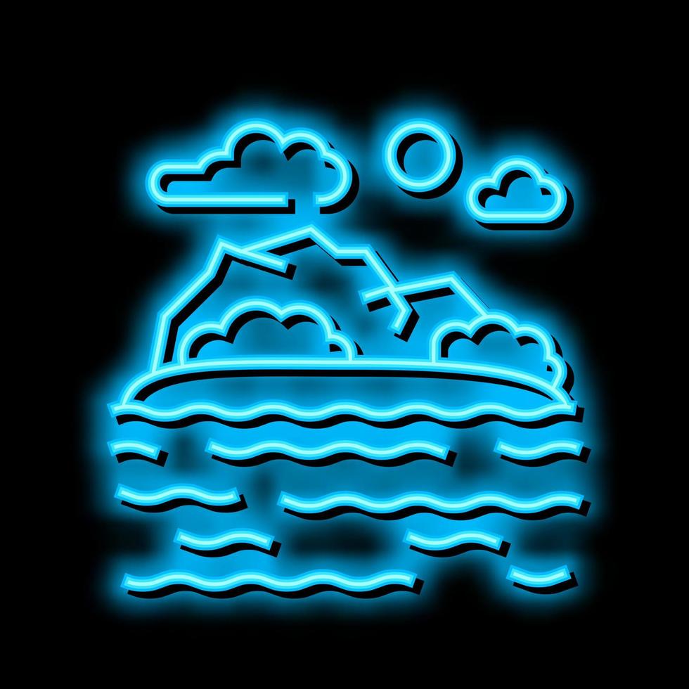 mar costa Hawai neón resplandor icono ilustración vector
