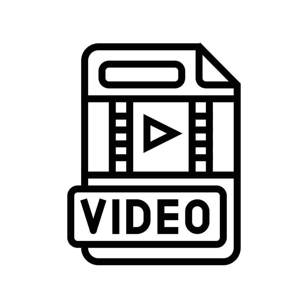 video file format document line icon vector illustration