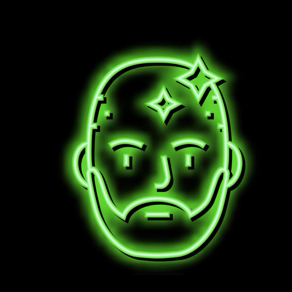 bearded man with shaved head neon glow icon illustration vector